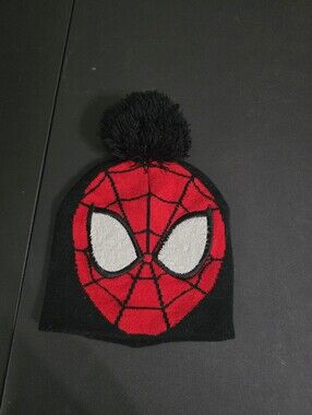 Marvel Spiderman Kids Black And Red Beanie One Size Fits Most
